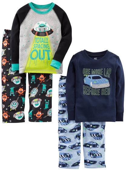 Simple Joys by Carter's 4-Piece Pajama Set (Cotton Top & Fleece Bottom) Juego de Pijama Niños