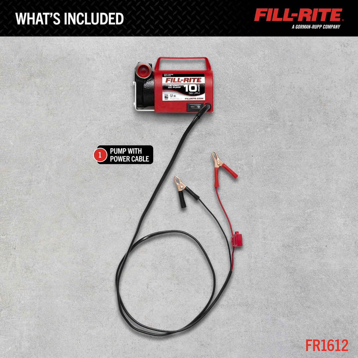 Fill-Rite 10 GPM - Bombas de transferencia diésel portátiles (serie 1600), Pump & Power Cord, port, 10