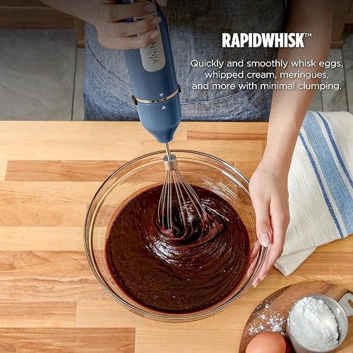Licuadora y batidor de inmersión ninja con barra de mano, 4 velocidades, con SplatterShield y PanProtect, recipiente de mezcla de 4 tazas, apto para lavaplatos, cable de 5 pies, ergonómico, azul