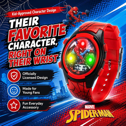 Accutime Kids Marvel Spider-Man Digital Quartz Plastic Watch for Boys & Girls with LCD Display
