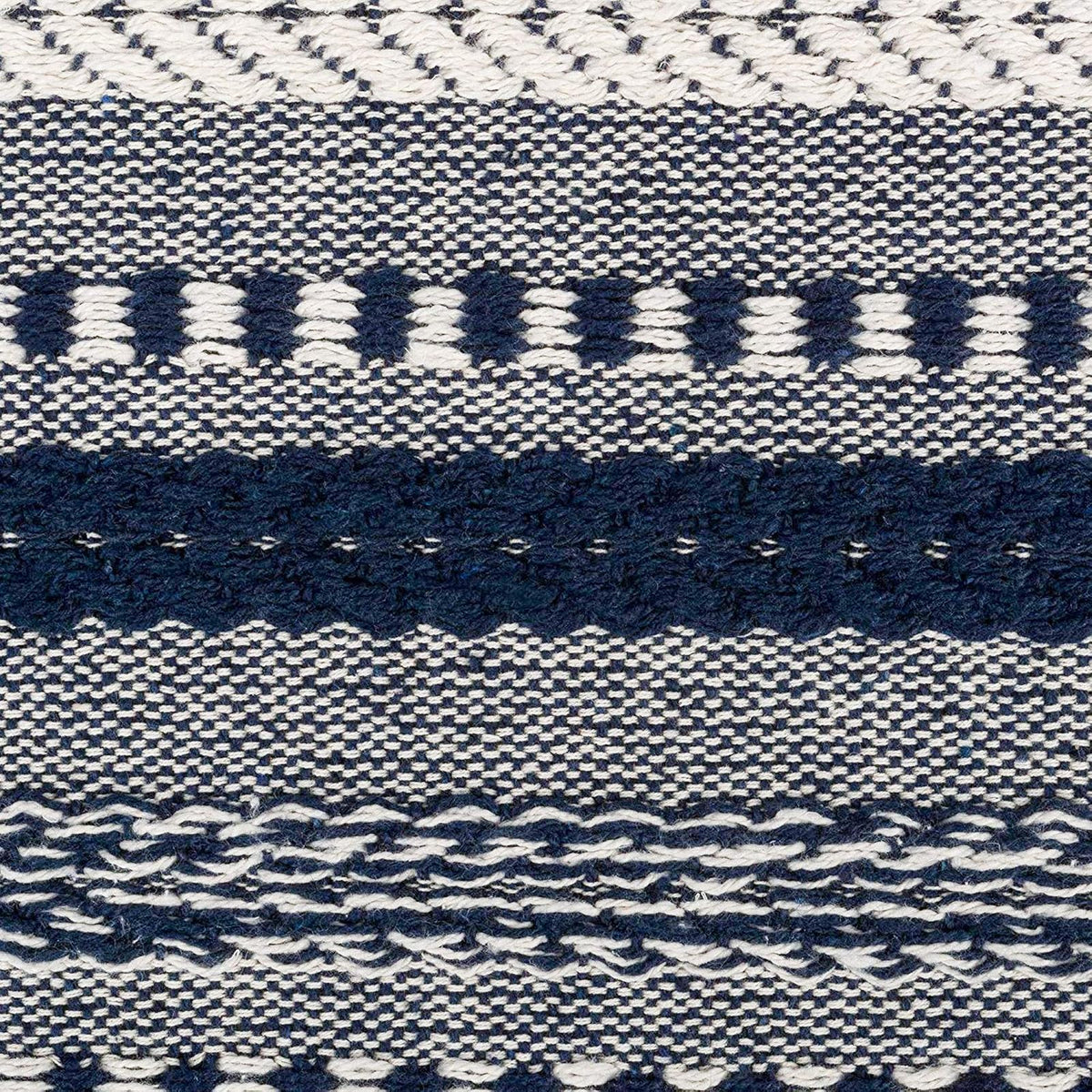 DII Farmhouse - Camino de Mesa Trenzado a Rayas, 15 x 108, Color Azul Marino