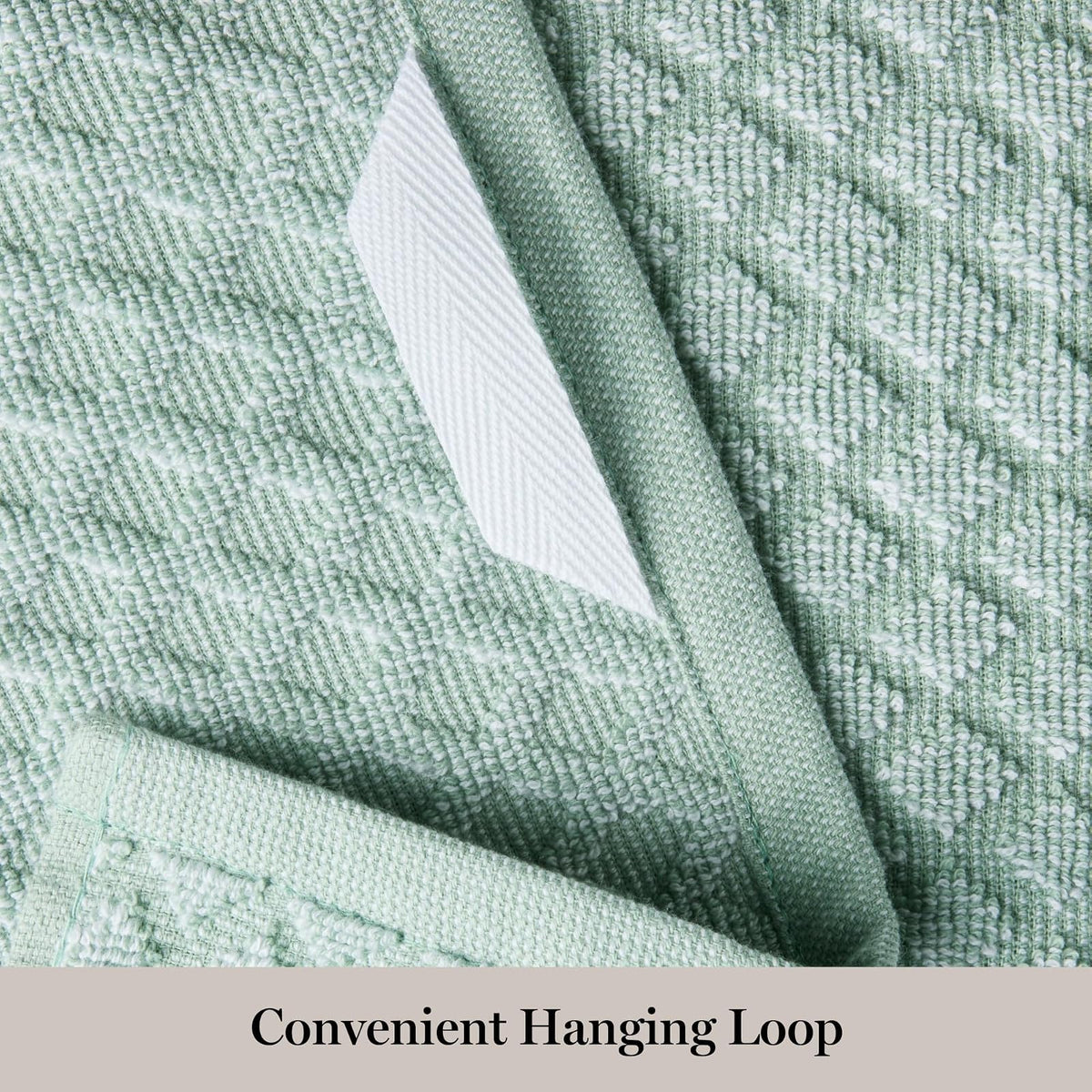 Martha Stewart Honeycomb Chambray - Juego de 4 Toallas de Cocina texturizadas, 100% algodón con Rizo Absorbente, Toallas de Cocina Decorativas, Verde Menta, 16 x 28 Pulgadas