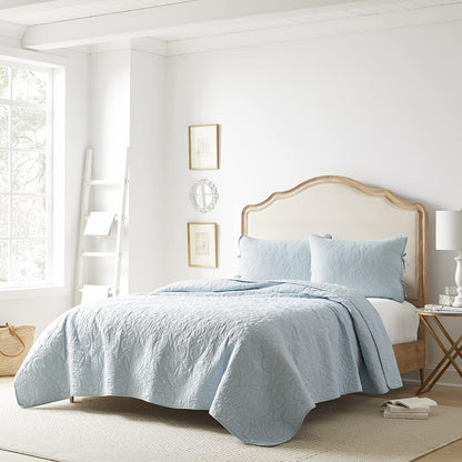 Laura Ashley Felicity Set de edredón, French Country, Completa/Queen, Azul Brisa, 1 uds. por Paquete