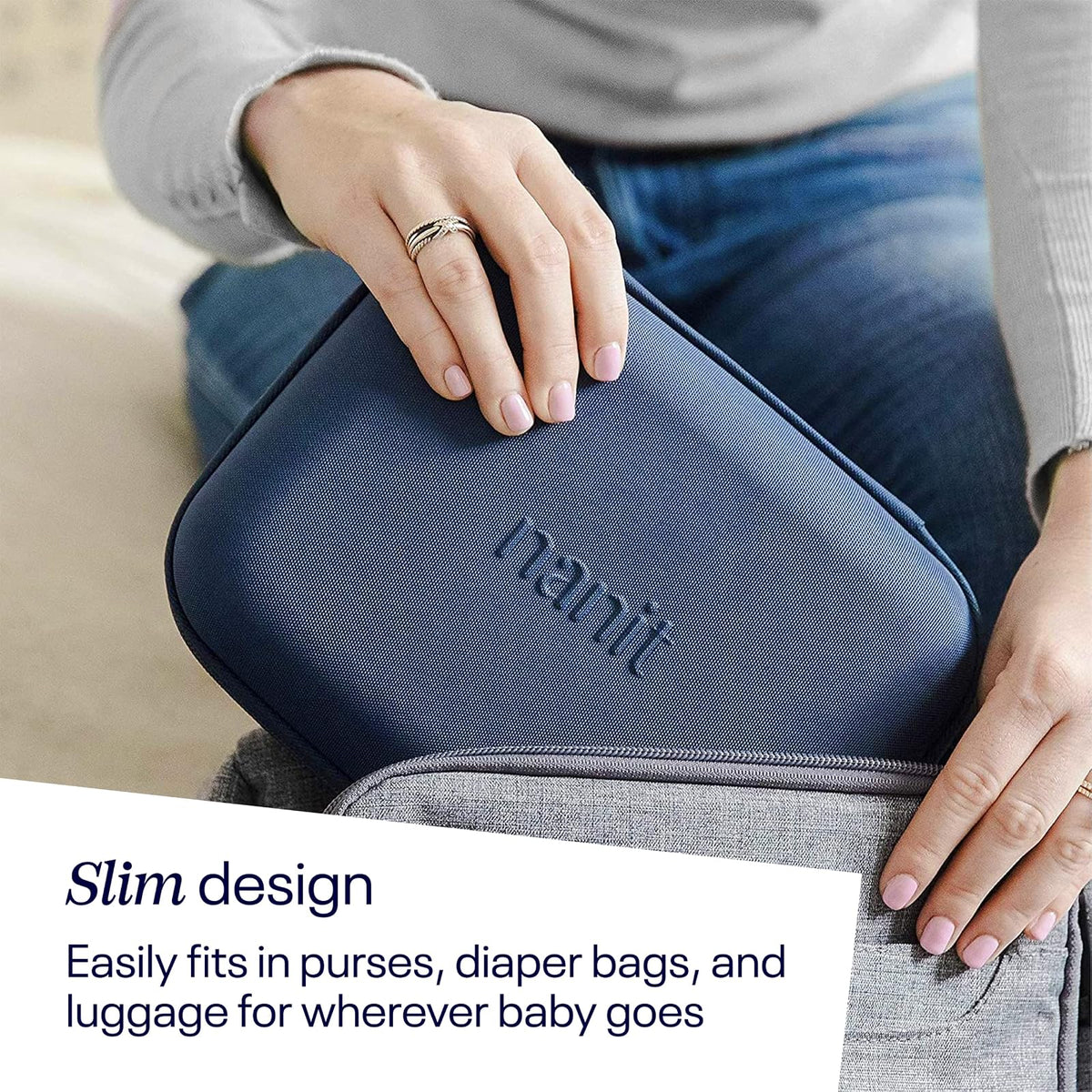 Nanit Funda de viaje – Funda protectora rígida para monitor de bebé Nanit Pro y accesorio de viaje multisoporte, color azul