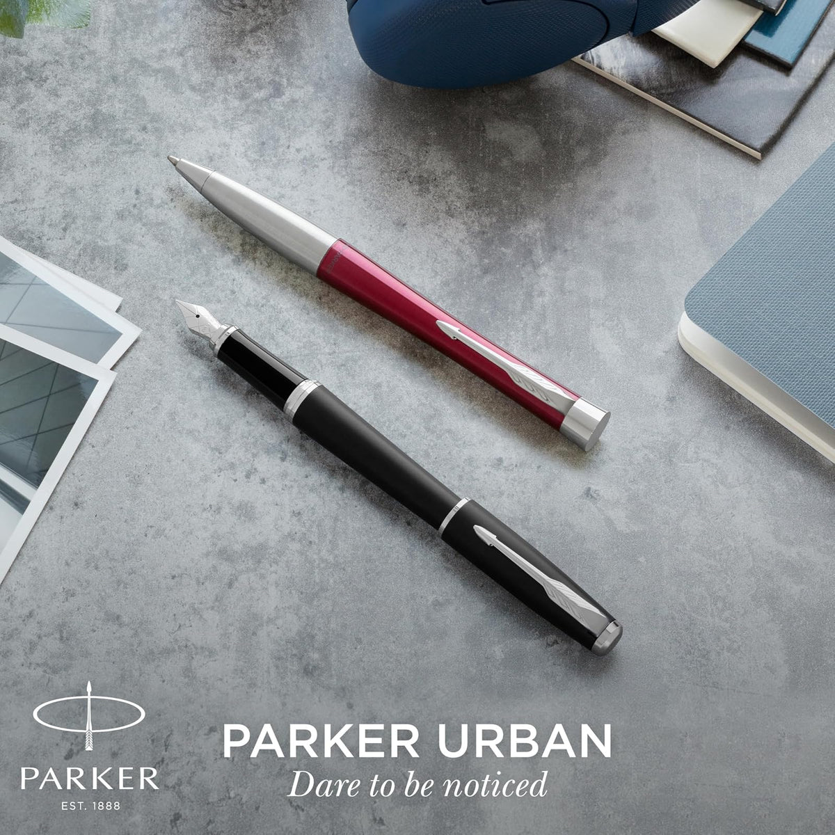 PARKER Urban Twist Bolígrafo | Metro en Metal con Detalles Cromados | Punta Mediana con Tinta Azule | Caja Para Regalo