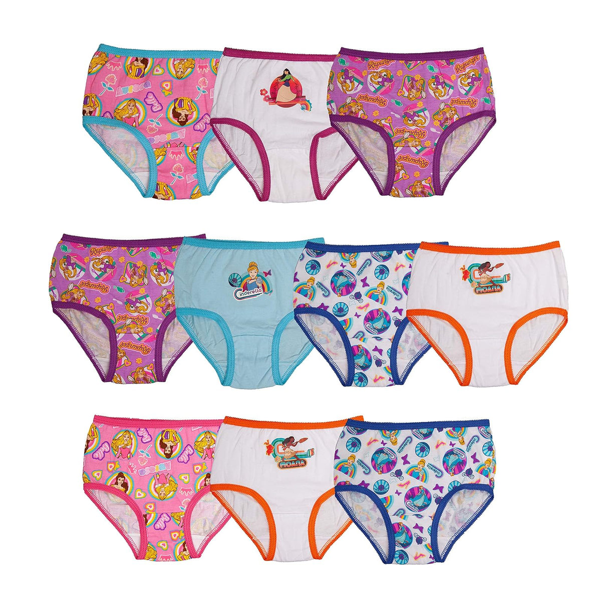 Disney - Bragas de Princesa para niñas pequeñas, Paquete de Siete