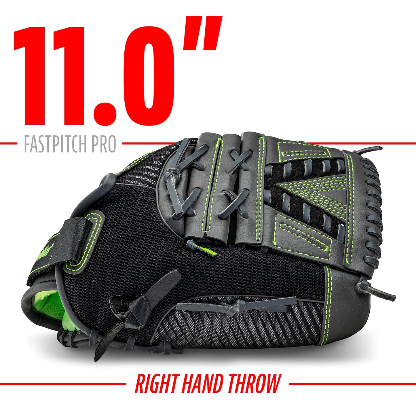 Franklin Sports Girls Softball Glove - Women's Windmill Fastpitch + Slowpitch Softball Glove - Lime Softball Mitt - Left Hand Throw Adult + Youth - 11"
