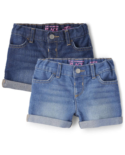 The Children's Place Shorts de Mezclilla para Niña, Paquete de 3 - 4 Años - Sage Wash - 2
