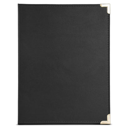 Samsill Classic Collection - Portafolio de trabajo con esquinas de latón, tamaño carta, con forro y bloc de escritura, negro, Plano, Negro