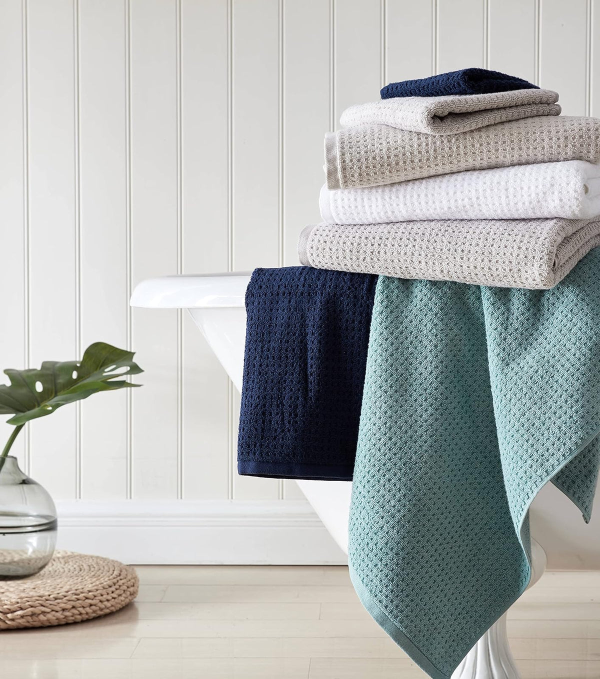 Tommy Bahama - Toallas de baño, decoración de baño de algodón Altamente Absorbente, Baja Pelusa y Resistente a la decoloración, Certificado Oeko-Tex (Blanco del Pacífico Norte, 6 Piezas)