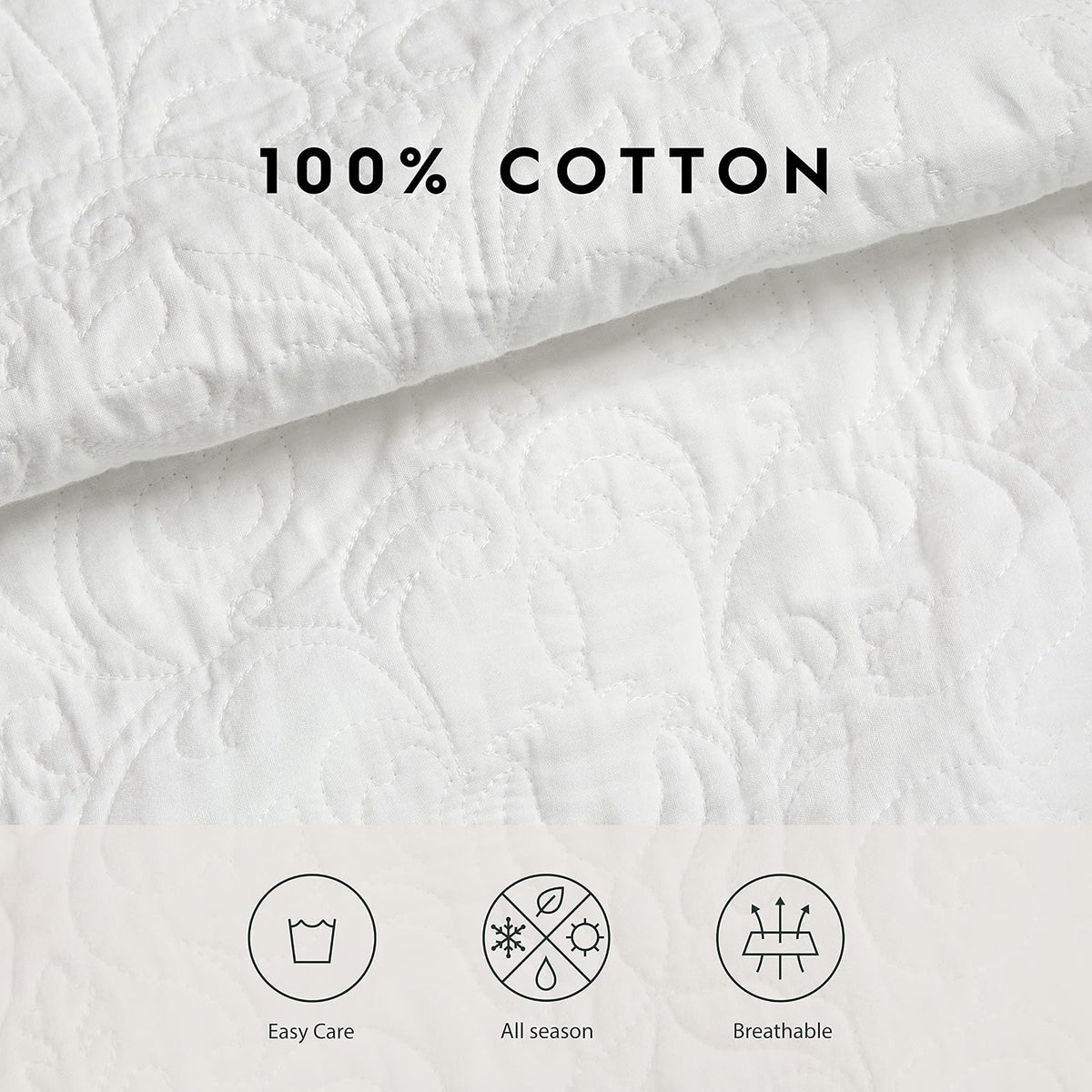 Laura Ashley Heirloom - Juego de Colcha de Crochet, Cottage, Blanco, Completa/Queen, 1, 1