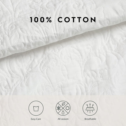 Laura Ashley Heirloom - Juego de Colcha de Crochet, Cottage, Blanco, Completa/Queen, 1, 1