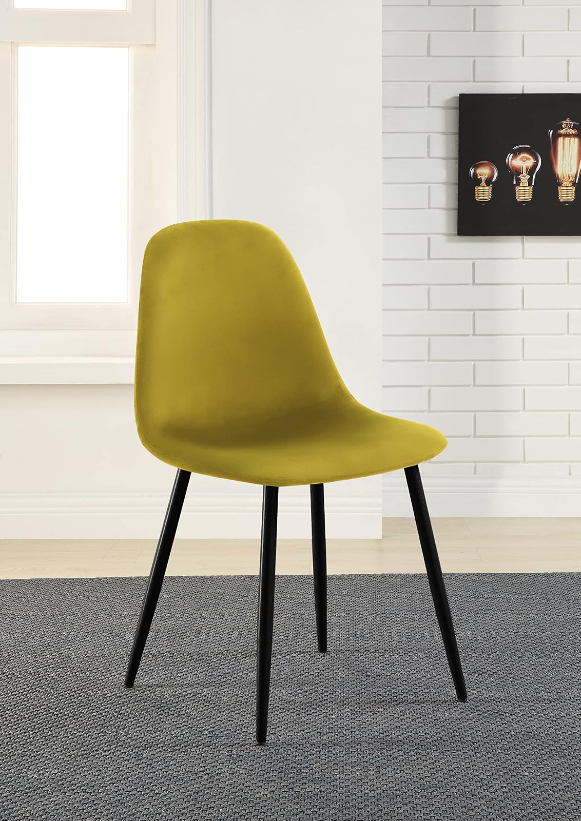 Alterego - Silla Paxton, Tela Terciopelo, Color Mostaza y Negro