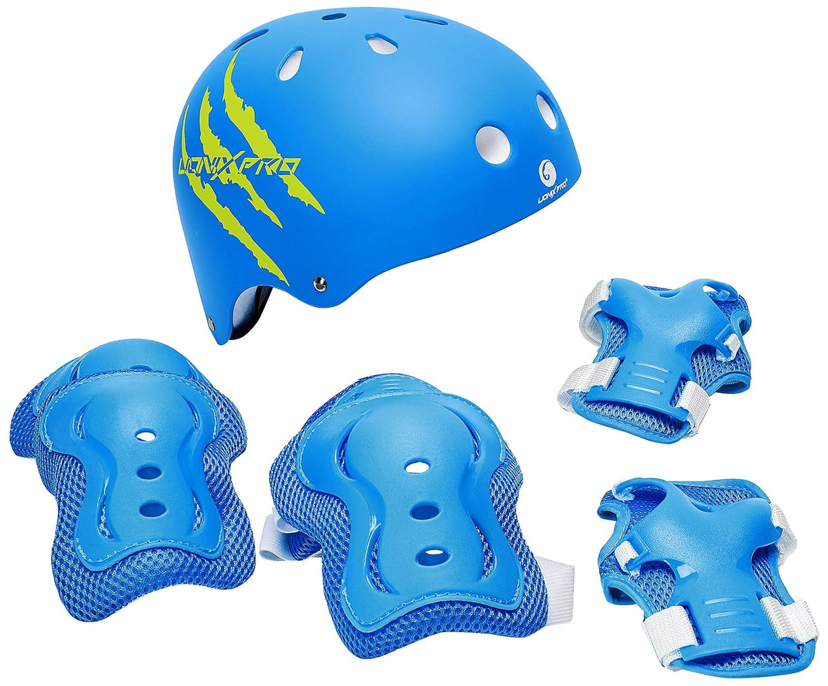 Lionix Pro - Set de Protecciones y Casco, Talla Infantil - CH - Azul