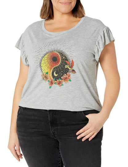 Jessica Simpson Sawyer - Camiseta de Manga Corta con diseño de pétalo Camiseta para Mujer
