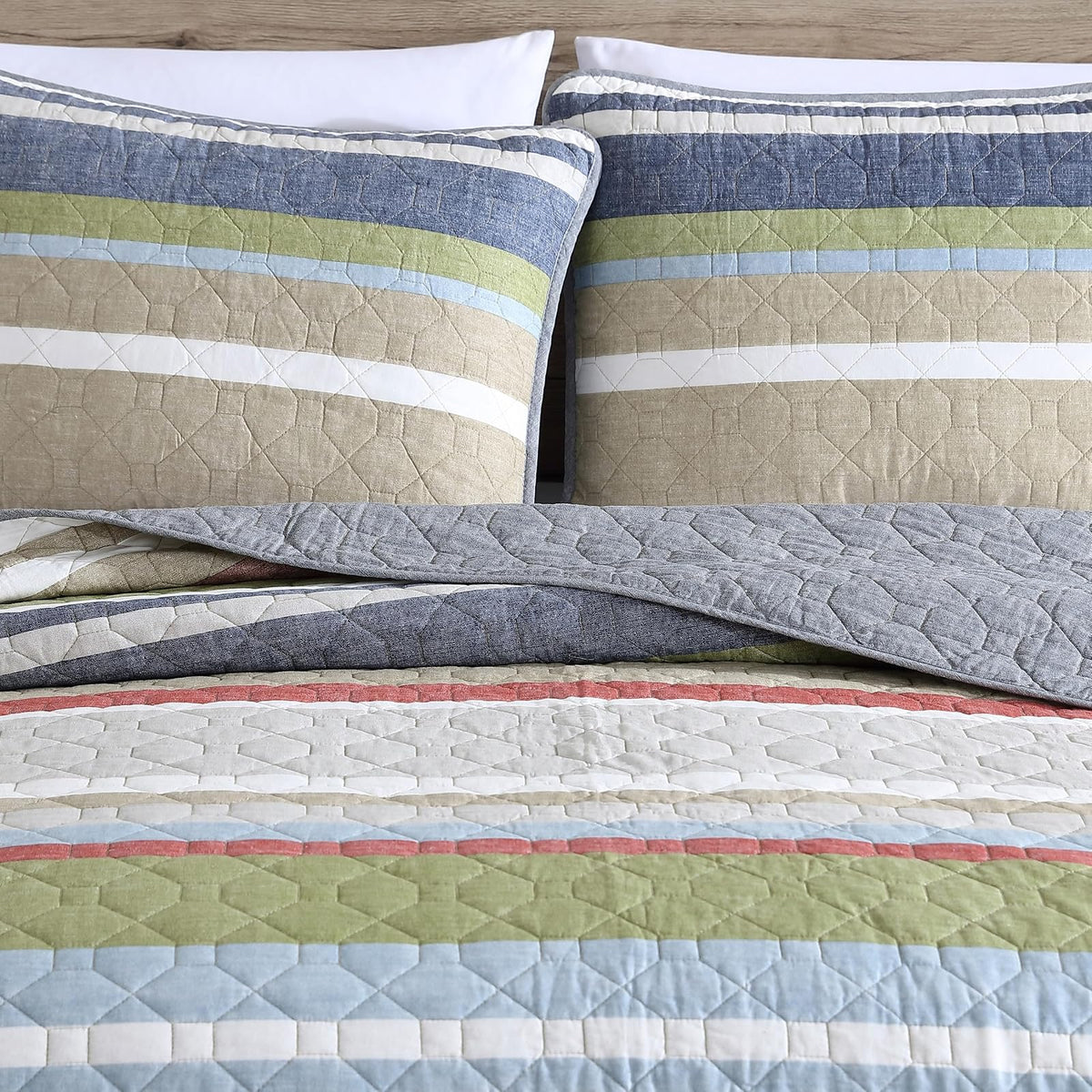 Eddie Bauer - Juego de edredón Reversible de algodón con Fundas a Juego, decoración Ligera del hogar para Todas Las Estaciones (Escalera de salmón Multi, King)