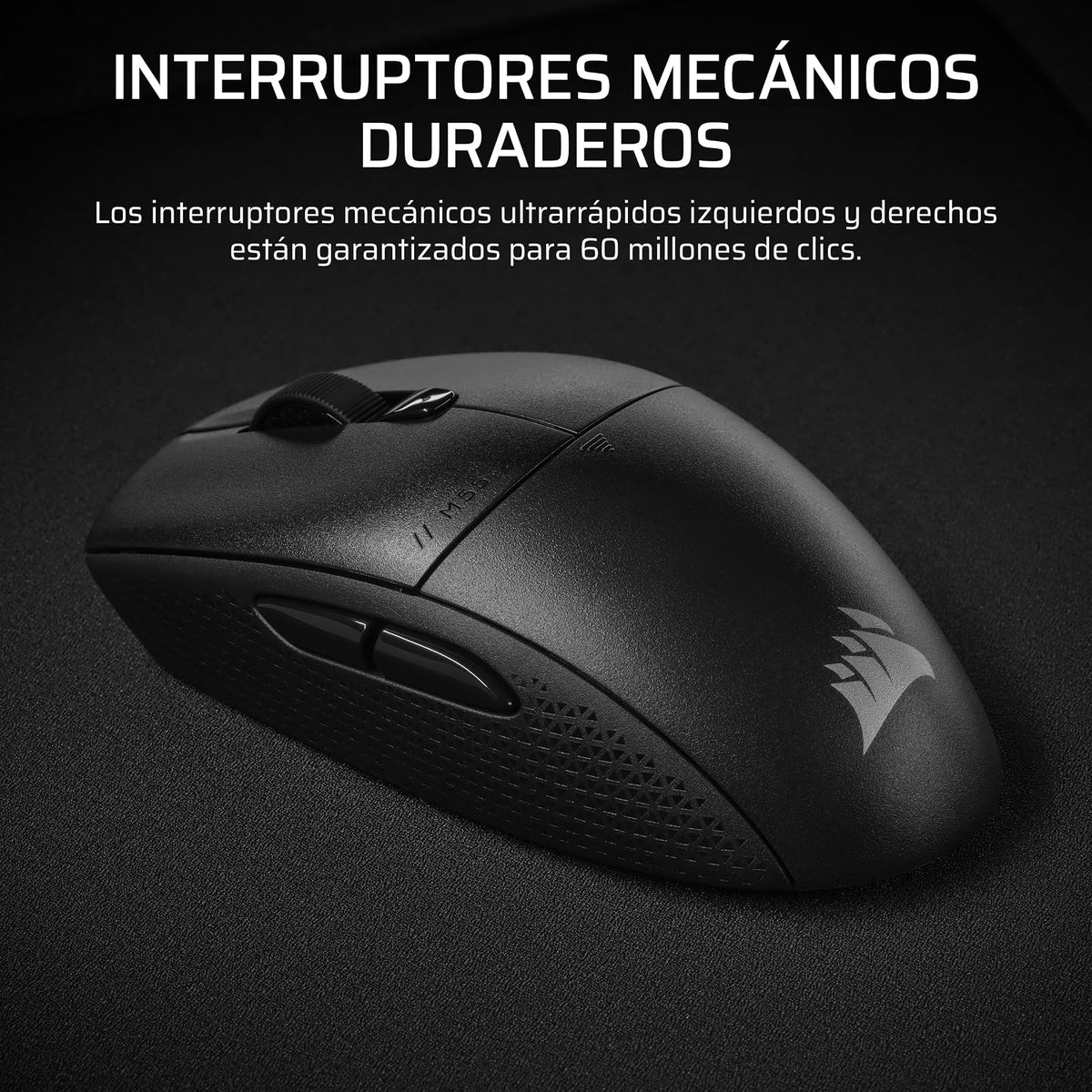 Corsair M55 Wireless Ratón Ligero para Juegos FPS – 2.4GHz & Bluetooth – 24,000 PPP – Batería de Larga Duración – Seis Botones Programables – Empuñaduras Laterales Texturizadas – Negro