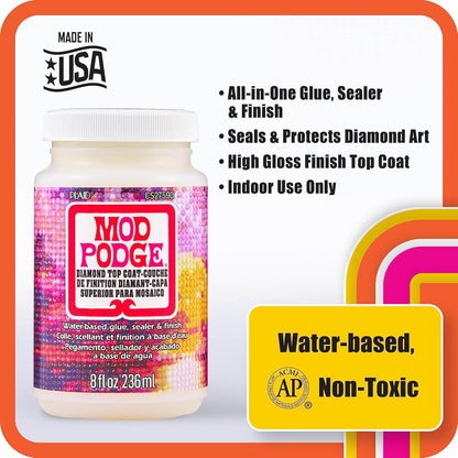 Mod Podge - Capa superior, pegamento todo en uno, sellador y acabado perfecto para preservar proyectos de arte y manualidades, rompecabezas de diamantes, CS27590, transparente