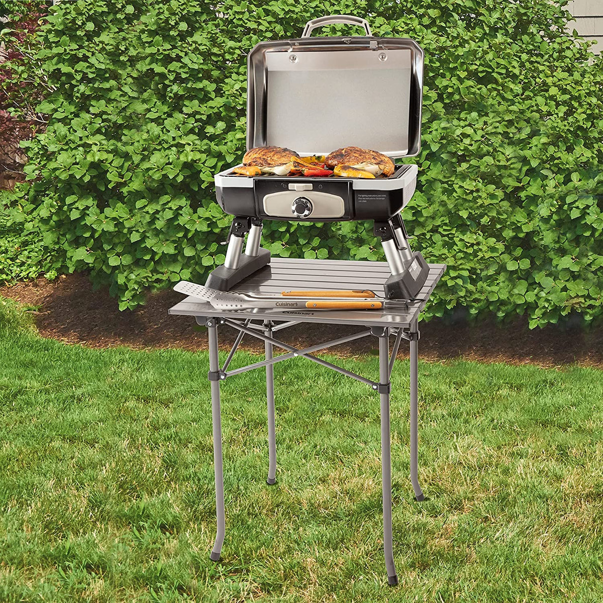 Cuisinart Mesa Plegable Exterior 51 cm Portátil Camping | Mesa fácil de transportar y de montar,Superficie de 20 x 20 tiene el tamaño perfecto para parrillas y calentadores portátiles
