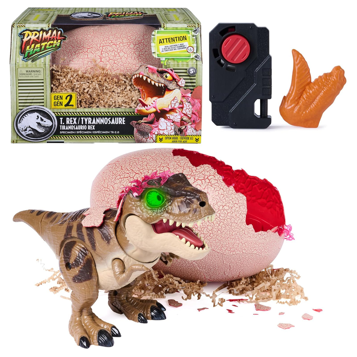 Jurassic World Primal Hatch, Huevo y Dinosaurio Interactivo - Dinosaurio Gen 2