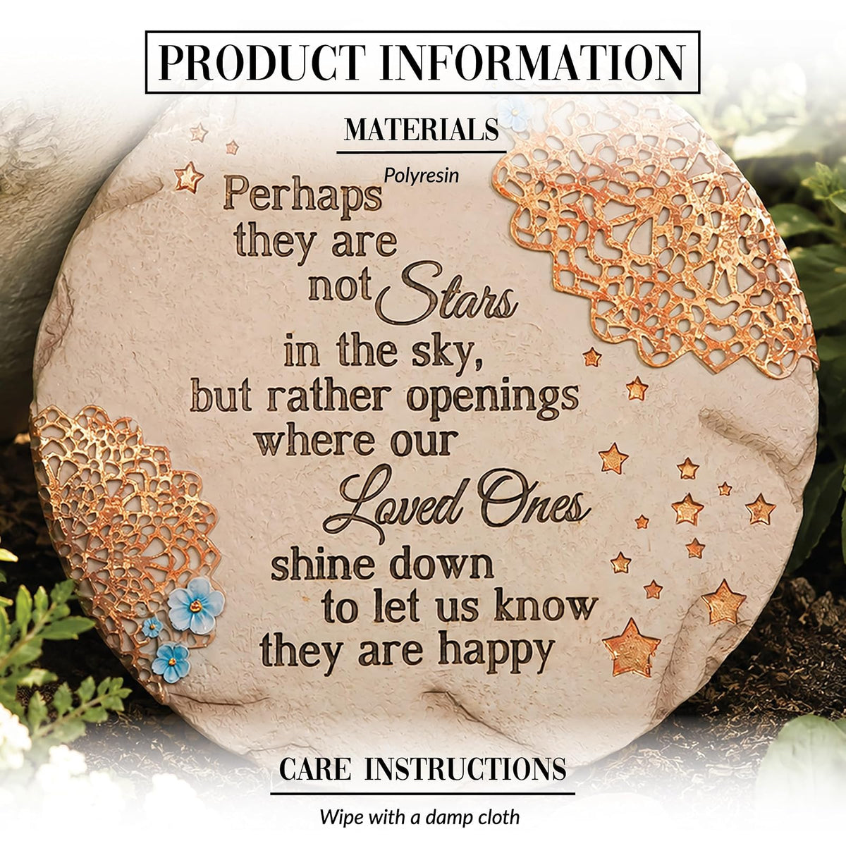 Pavilion Gift Company 19058 Light Your Way - Piedra conmemorativa para jardín, 25,4 cm, diseño de estrellas en el cielo, Cobre