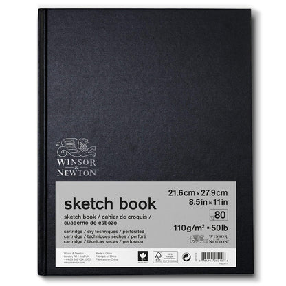 Winsor & Newton Classic Hard Bound - Cuaderno de bocetos, 8.5 x 11 pulgadas, 80 hojas, 110 g/m², blanco natural