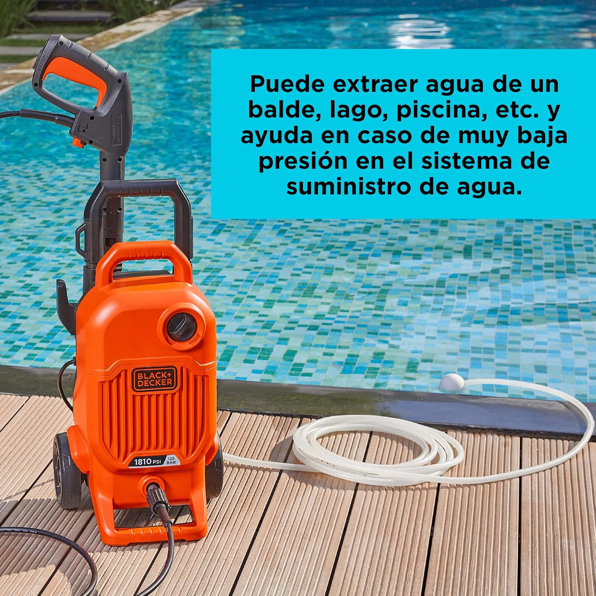 BLACK+DECKER Hidrolavadora de Alta Presión, 1700W, 1810PSI, BEPW1800T