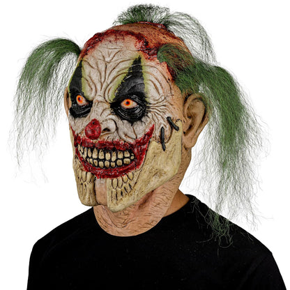 Ghoulish Productions Máscara De Látex Cracked Clown, Accesorio Látex Cosplay Payaso de Miedo, Disfraz Aterrador para Halloween y Fiestas Temáticas, Cosplay Bufón Creepy, Diseño Artesanal