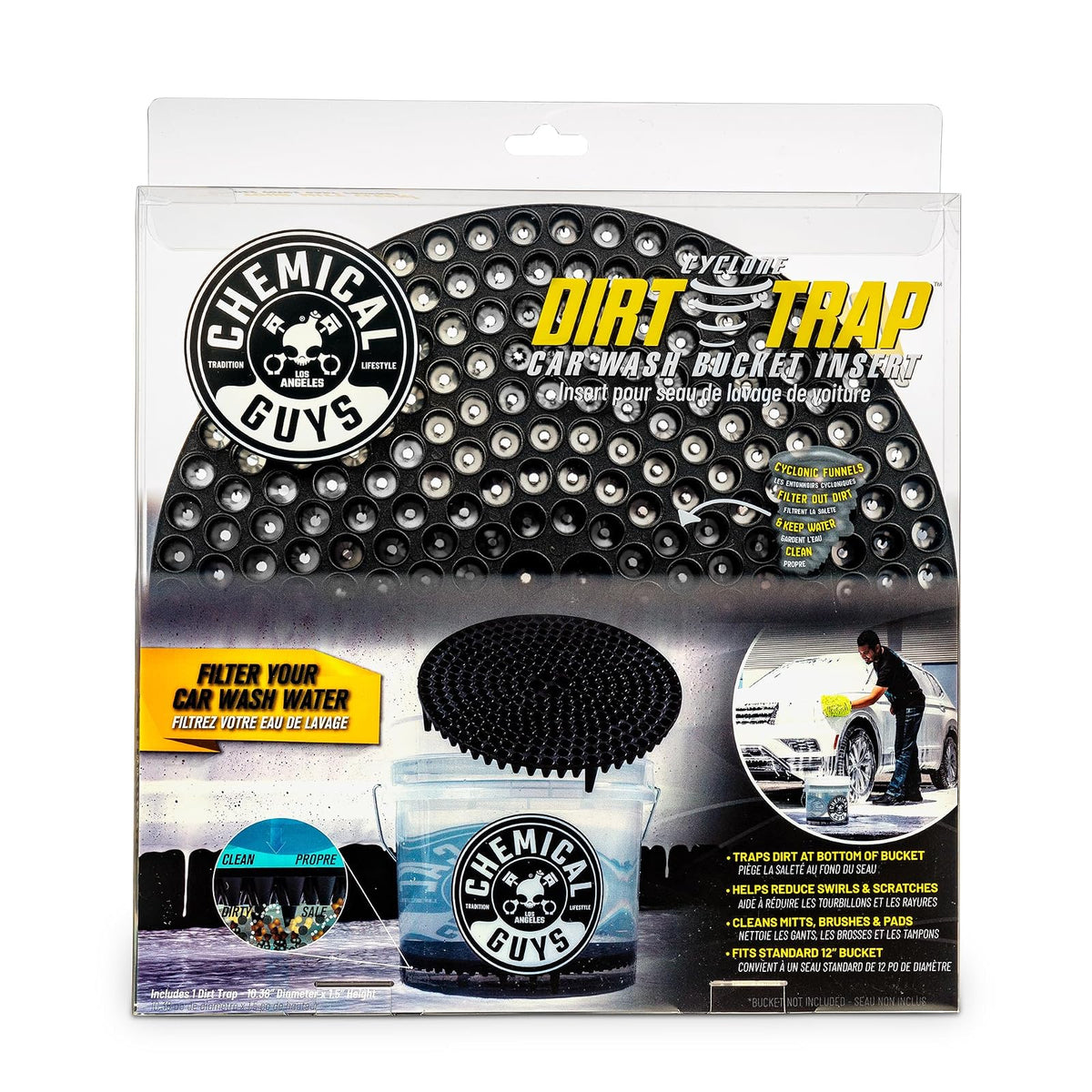 Chemical Guys Cyclone Dirt Trap Filtro para Cubeta de Lavado de Autos - Negro