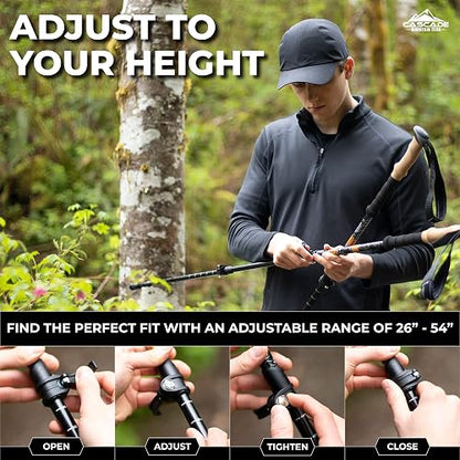 Bastones de Trekking Ajustables de Aluminio Cascade Mountain Tech, Ligero, Bloqueo rápido, bastón de Senderismo o Senderismo, 1 Juego (2 Polos)