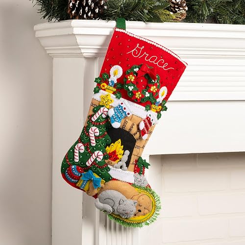 Bucilla - Apliques de fieltro para hacer medias de 45,7 cm, hogar de día festivo, perfecto para manualidades y manualidades, 89486E