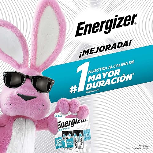 Energizer - Pilas Alcalinas AA, MAX Plus, 1.5V, Paquete de 4 | Vida útil hasta 12 años sin uso, para controles, juguetes y dispositivos de alto consumo, resistentes a fugas