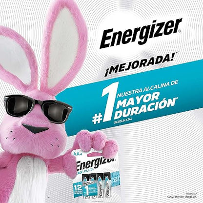 Energizer - Pilas Alcalinas AA, MAX Plus, 1.5V, Paquete de 4 | Vida útil hasta 12 años sin uso, para controles, juguetes y dispositivos de alto consumo, resistentes a fugas