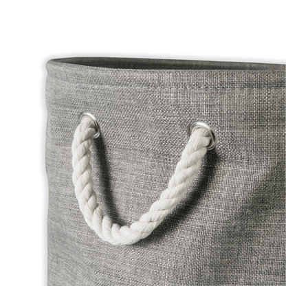 DII, Collapsible Variegated Polyester Storage Bin with Cotton Handles Medium Round Gray