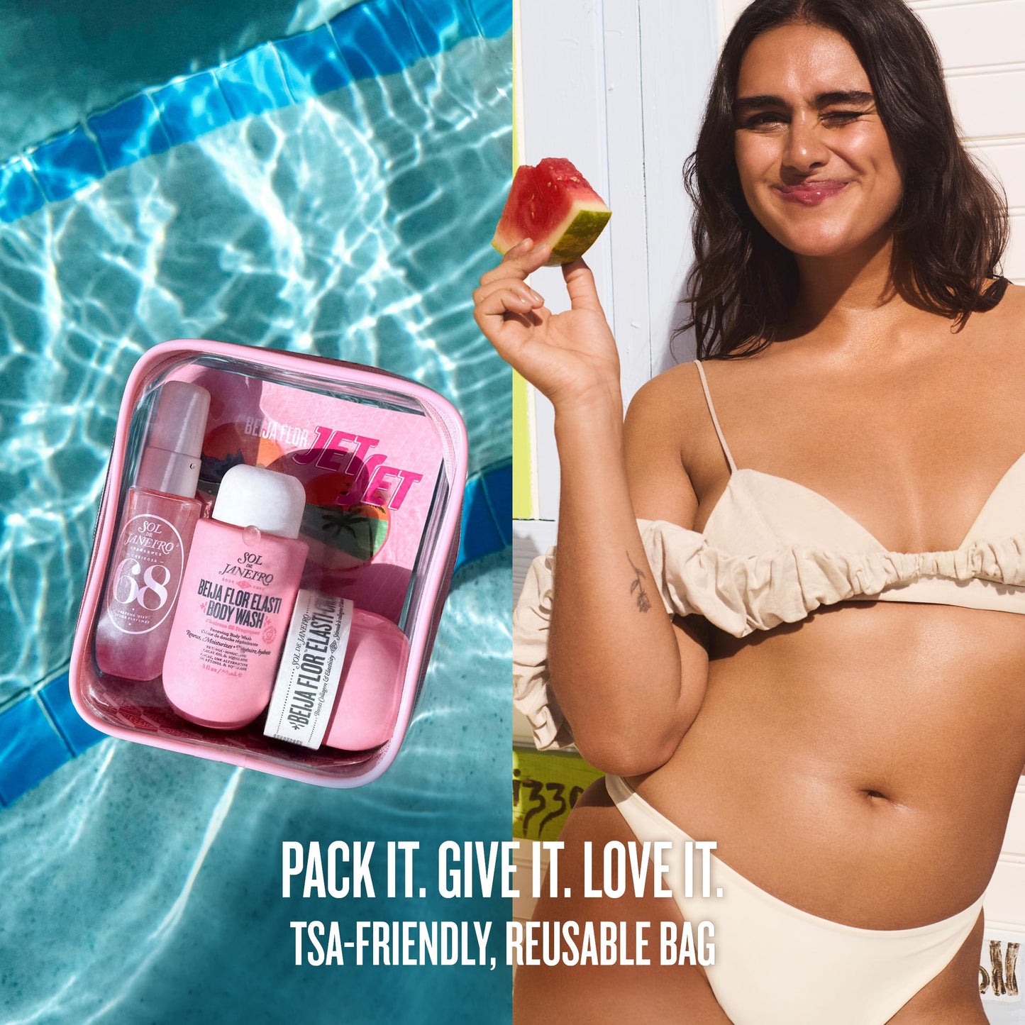 Sol de Janeiro Beija Flor Jet Set: Kit de Viaje con Elasti-Cream, Gel de Ducha Renovador y Perfume Mist Brazilian Crus
