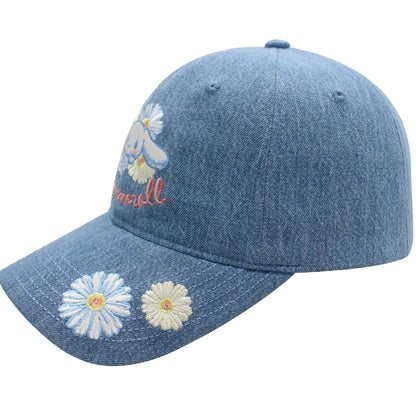 Cinnamoroll - Gorro de béisbol de algodón para Mujer con Borde Curvado, Tela Vaquera, Talla única, Azul (Denim), One Size