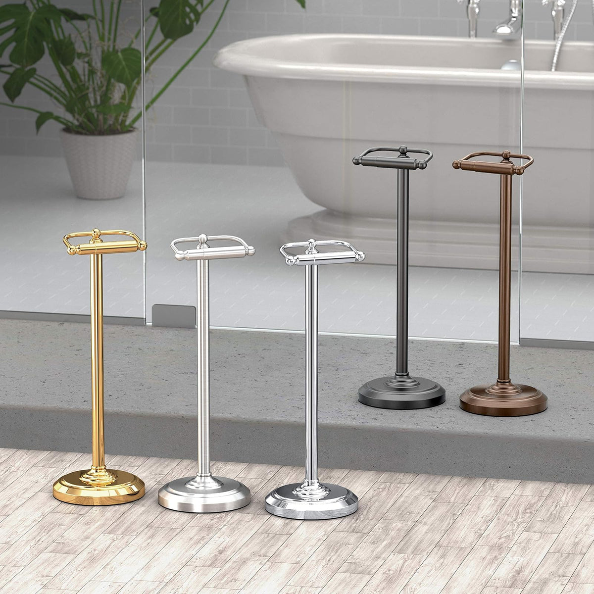Gatco 1436C, Sujetador para papel Higienico en Pedestal, Chrome Large, 22 pulgadas