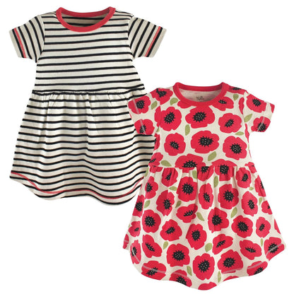 Touched by Nature Paquete de 2 Vestidos de Algodón Orgánico para Niña - 0-3 Meses - Manga corta de amapola para bebé