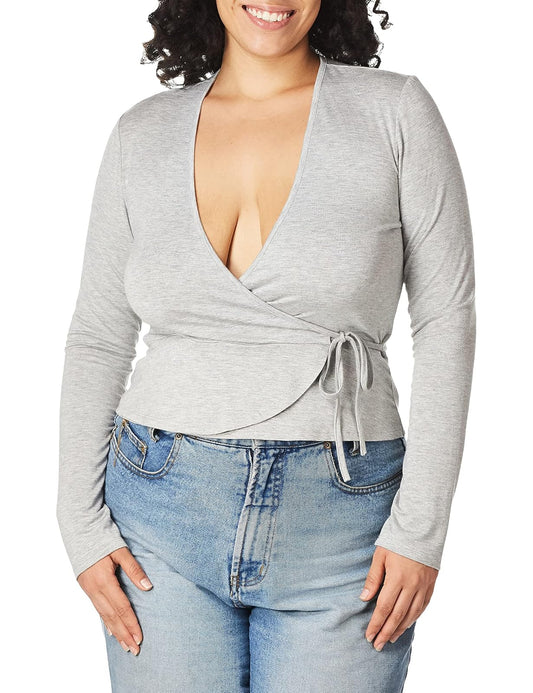 BCBGeneration Blusa para Mujer, Gris Jaspeado, L, Gris Jaspeado, L