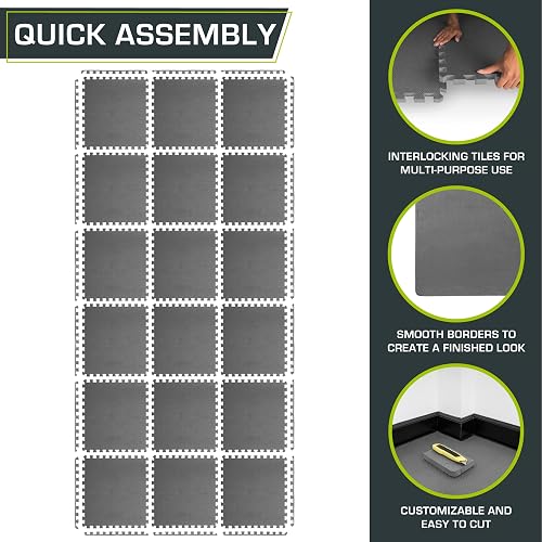 ProsourceFit Weaved Pattern Extra Thick Exercise Puzzle Mat 3/4-inch, EVA Foam Interlocking Tiles for Home Gym Flooring, Cushioned for Weight Lifting Equipment, Anti-Fatigue Floor for Gyms