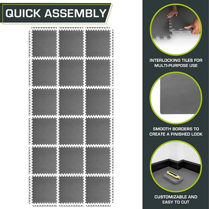 ProsourceFit Weaved Pattern Extra Thick Exercise Puzzle Mat 3/4-inch, EVA Foam Interlocking Tiles for Home Gym Flooring, Cushioned for Weight Lifting Equipment, Anti-Fatigue Floor for Gyms