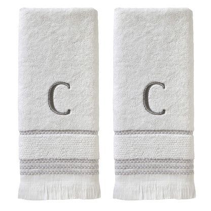 SKL Home - Toalla de Mano Casual Monograma (Paquete de 2), W, 16 x 26 Pulgadas, Color Blanco - 16x26 - Juego de toallas de mano, C