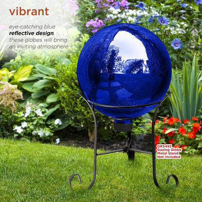 Alpine Corporation Globo de Vidrio Decorativo de 10" de Diámetro para Interior/Exterior, Decoración Festiva para el Jardín, Color Azul