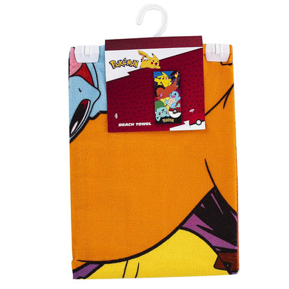 NORTHWEST - Toalla de Playa de Pokémon, Pikachu Charmander Squirtle Bulbasaur, Suave y Absorbente, 30 x 60 Pulgadas, Sunset Pokemon