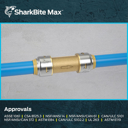 SharkBite Max - Válvula de retención de 1/2 pulgadas, ajuste de fontanería de latón, tubería PEX, cobre, CPVC, PE-RT, HDPE, UR2008A