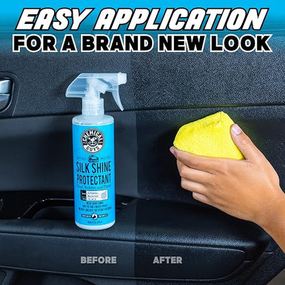 Chemical Guys Silk Shine Spray apresto y Protector seco al Tacto para neumáticos, molduras, Vinilo, plástico y más, Seguro para Automóviles, Camiones, Motocicletas, vehículos recreativos y más, 3,79 L