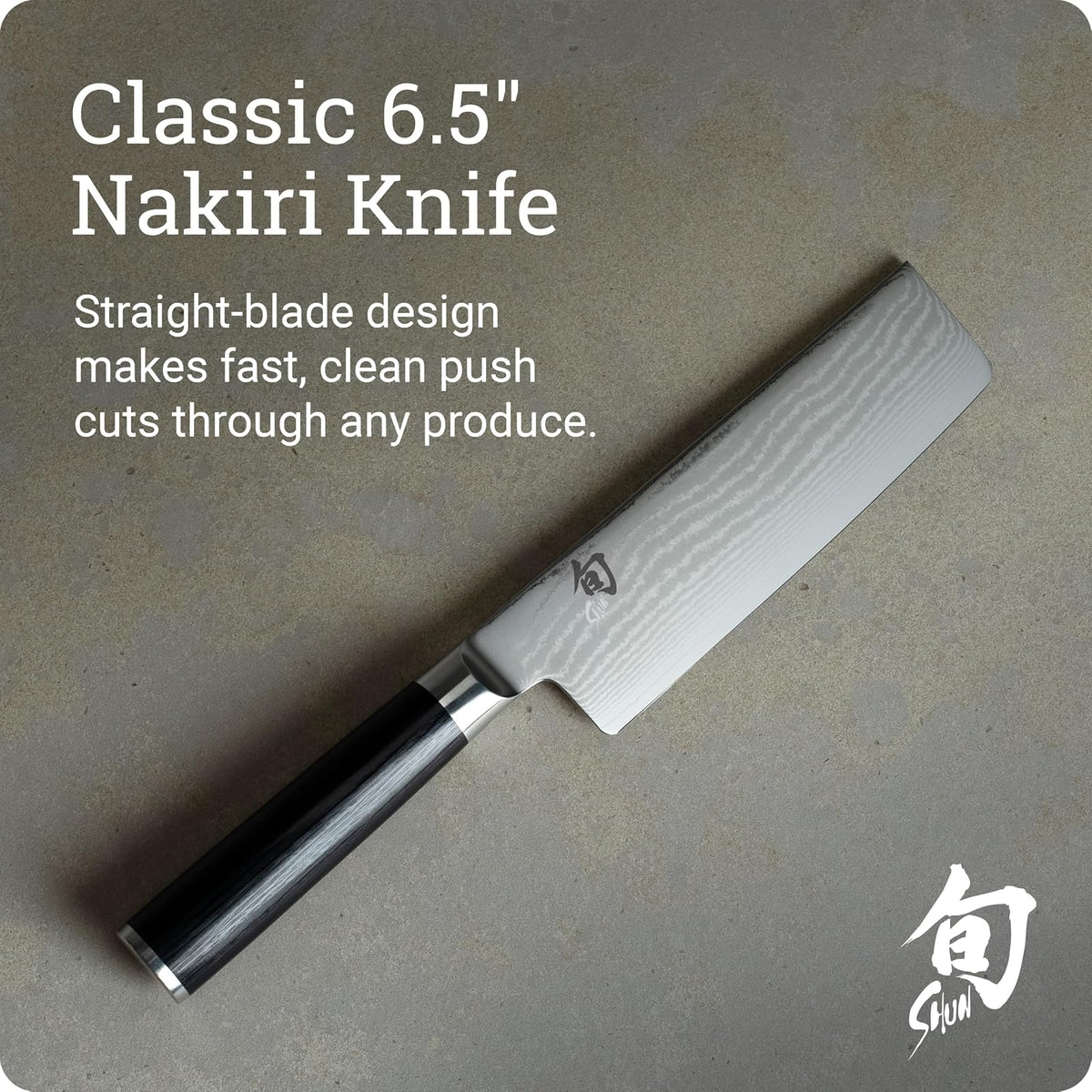 Shun Cuchillo Nakiri Clásico 16,5 cm | Hecho a mano en Japón, hoja de acero doble biselado 16°, mango de madera de ébano en forma de D