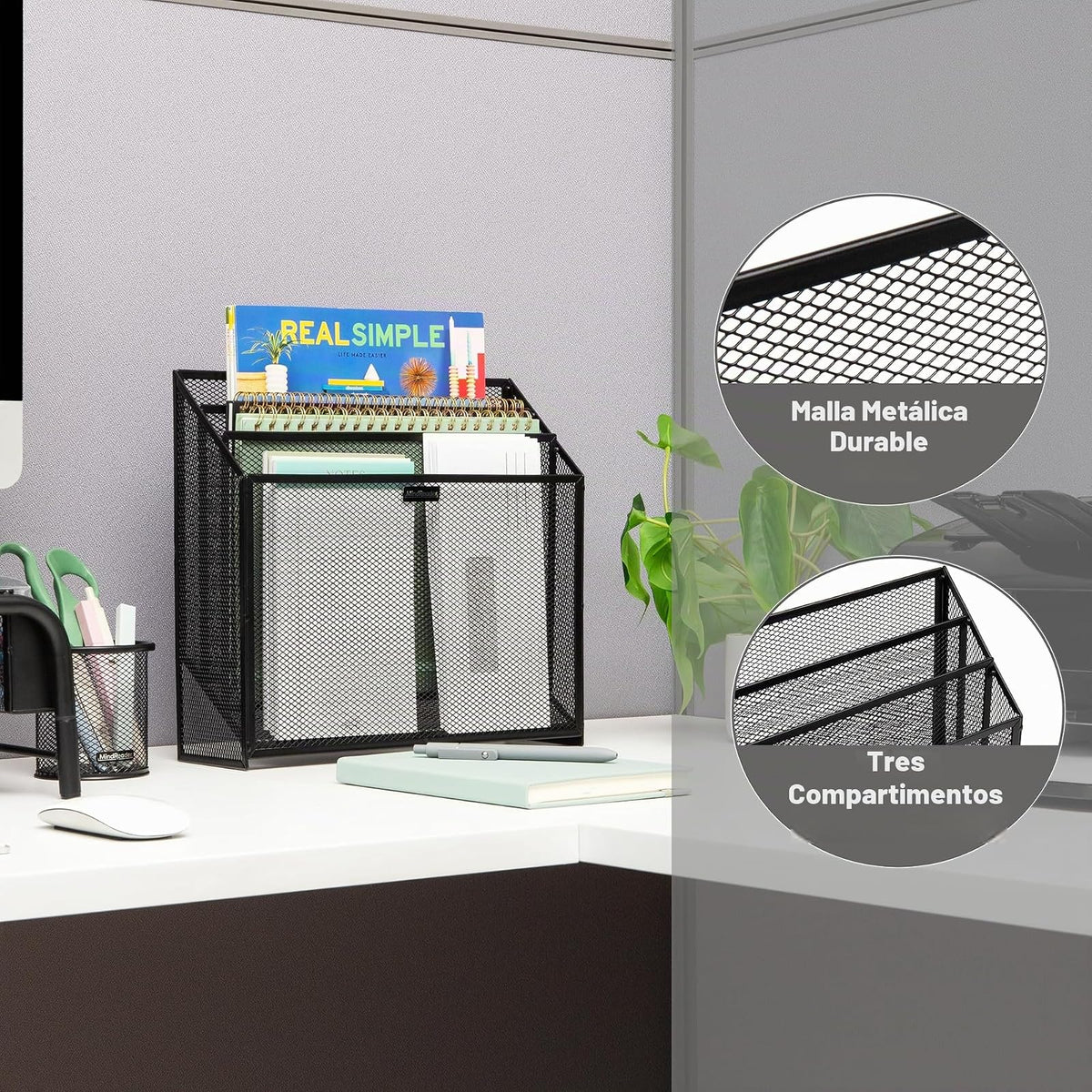 Mind Reader Vertical File Storage, Desktop Organizer, Workspace, Office, Metal Mesh, 12.5"L x 3.75"W x 11.5"H, Black