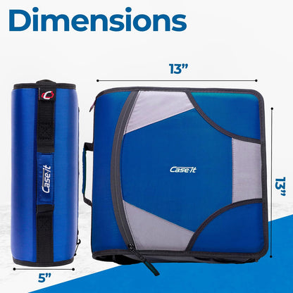 Case-it Carpeta con cierre escolar tamaño King con cierre | Anillos en D de 4 pulgadas, capacidad de 800 hojas, carpeta de archivos expandible de 5 sujetos, múltiples bolsillos y organizador de