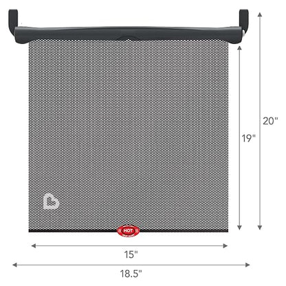 Munchkin Brica - Parasol de Seguridad para Ventana de Automóvil con Alerta de Calor, Ayuda a Bloquear los Rayos UVA/UVB, Paquete de 2, Color Negro